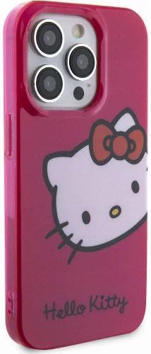 Apple iPhone 15 Pro (6.1) Kılıf Hello Kitty Orjinal Lisanslı Yazı ve İkonik Logolu Kitty Head Kapak - Beyaz