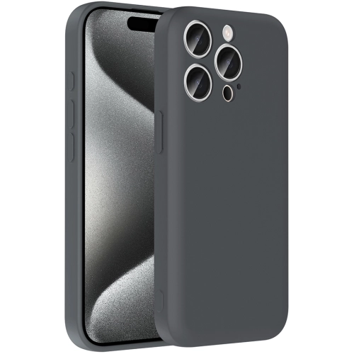 Apple iPhone 15 Pro (6.1) Kılıf İçi Kadife Dokulu Kartlık Hazneli Mat Vitra Silikon Kapak - Gri