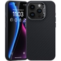 Apple iPhone 15 Pro Kılıf Karbon Fiber Magsafe Şarj Özellikli Benks Hybrid ArmorPro 600D Kevlar Kapak - Siyah