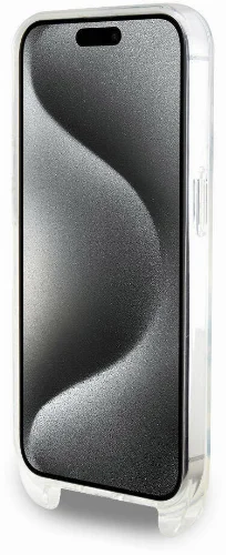 Apple iPhone 15 Pro (6.1) Kılıf Karl Lagerfeld Orjinal Lisanslı Boyun Askılı Choupette İkonik Crossbody Kapak - Şeffaf