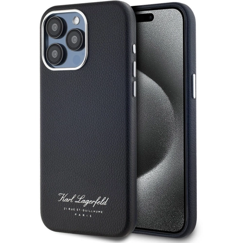 Apple iPhone 15 Pro (6.1) Kılıf Karl Lagerfeld Orjinal Lisanslı KL Yazılı Hotel Kapak - Siyah
