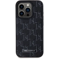 Apple iPhone 15 Pro (6.1) Kılıf Karl Lagerfeld Orjinal Lisanslı Magsafe Şarj Özellikli KL Yazılı Hot Stamp Kapak - Siyah