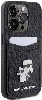 Apple iPhone 15 Pro (6.1) Kılıf Karl Lagerfeld Orjinal Lisanslı Metal Logo Kartlıklı Saffiano Kapak - Siyah