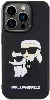 Apple iPhone 15 Pro (6.1) Kılıf Karl Lagerfeld Silikon 3D K&C Logo Orjinal Lisanslı Kapak - Siyah