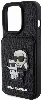 Apple iPhone 15 Pro (6.1) Kılıf Karl Lagerfeld Standlı Kartlıklı Saffiano K&C Metal Logo Orjinal Lisanslı Kapak - Siyah