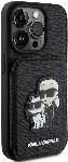 Apple iPhone 15 Pro (6.1) Kılıf Karl Lagerfeld Standlı Kartlıklı Saffiano K&C Metal Logo Orjinal Lisanslı Kapak - Siyah