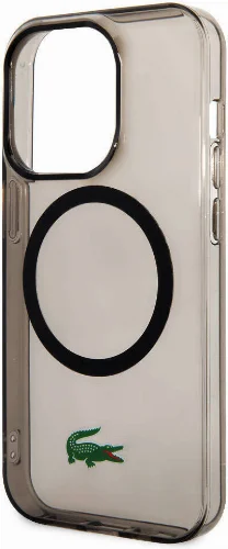 Apple iPhone 15 Pro Kılıf Lacoste Orjinal Lisanslı Magsafe Şarj Özellikli Transparan Timsah Logo Baskılı Kapak - Mavi Açık