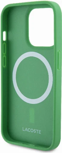 Apple iPhone 15 Pro Kılıf Lacoste Orjinal Lisanslı PU Pike Desenli Arka Yüzey İkonik Timsah Dokuma Logolu Kapak - Yeşil
