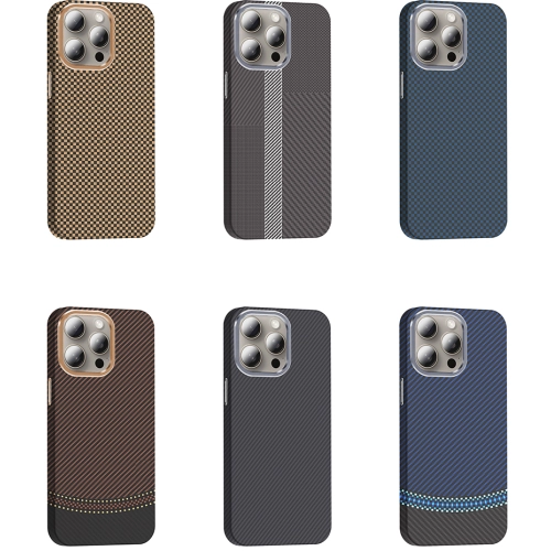 Apple iPhone 15 Pro (6.1) ile Uyumlu Kılıf MagSafe Şarj Özellikli Karbon Fiber Görünümlü Gros Kapak - Desert Titanyum