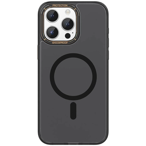 Apple iPhone 15 Pro (6.1) Kılıf Magsafe Şarj Özellikli Cam Arka Yüzey Recci Michelin Serisi Kapak - Siyah