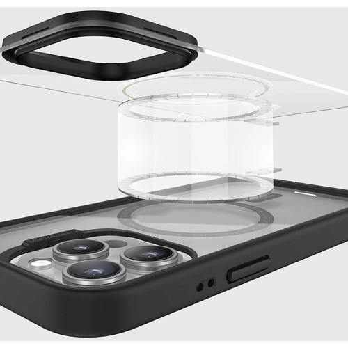 Apple iPhone 15 Pro (6.1) Kılıf Magsafe Şarj Özellikli Casebang Body Frame Kapak - Siyah