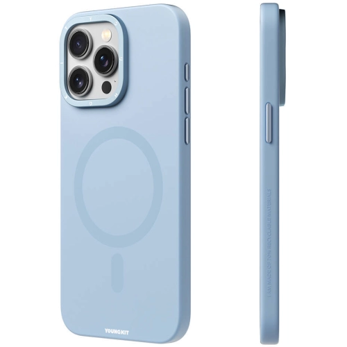 Apple iPhone 15 Pro (6.1) Kılıf Magsafe Şarj Özellikli Çizilmeye ve Aşınmaya Dayanıklı Youngkit Velvet Magnet Serisi Kapak - Mavi