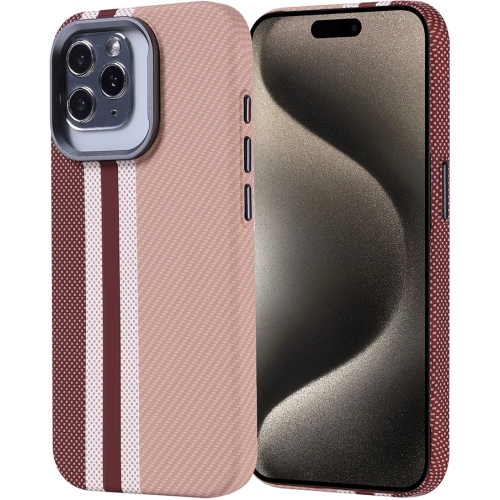 Apple iPhone 15 Pro (6.1) Kılıf Magsafe Şarj Özellikli Karbon Fiber Görünümlü Zore Nekst Kapak - Gold