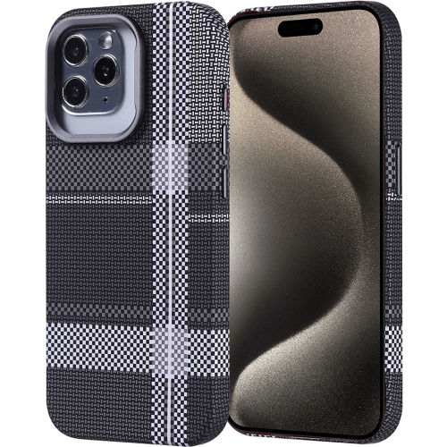 Apple iPhone 15 Pro (6.1) Kılıf Magsafe Şarj Özellikli Karbon Fiber Görünümlü Zore Nekst Kapak - Gri-Siyah