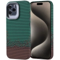 Apple iPhone 15 Pro (6.1) Kılıf Magsafe Şarj Özellikli Karbon Fiber Görünümlü Zore Nekst Kapak - Yeşil