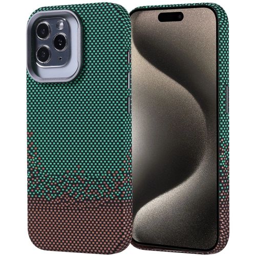 Apple iPhone 15 Pro (6.1) Kılıf Magsafe Şarj Özellikli Karbon Fiber Görünümlü Zore Nekst Kapak - Yeşil