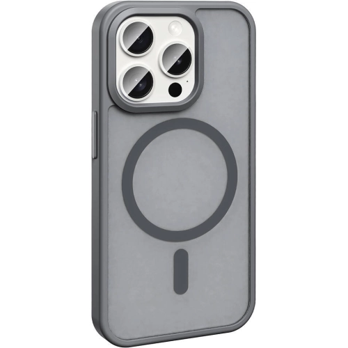 Apple iPhone 15 Pro (6.1) Kılıf Magsafe Şarj Özellikli Renkli Mat Arka Yüzey Sio Kapak - Siyah