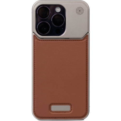 Apple iPhone 15 Pro (6.1) Kılıf Magsafe Şarj Özellikli Mekanizmalı Koku Hazneli Zore Mostar Kapak - Kahverengi