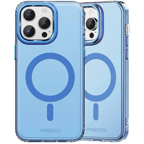 Apple iPhone 15 Pro (6.1) Kılıf Magsafe Şarj Özellikli Saydam Arka Yüzey Recci Crystal Color Serisi Kapak - Siyah