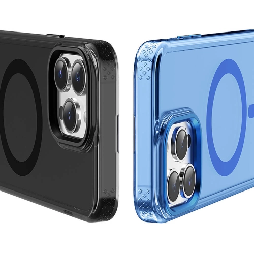 Apple iPhone 15 Pro (6.1) Kılıf Magsafe Şarj Özellikli Saydam Arka Yüzey Recci Crystal Color Serisi Kapak - Siyah