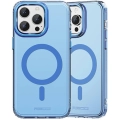 Apple iPhone 15 Pro (6.1) Kılıf Magsafe Şarj Özellikli Saydam Arka Yüzey Recci Crystal Color Serisi Kapak - Mavi