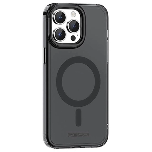 Apple iPhone 15 Pro (6.1) Kılıf Magsafe Şarj Özellikli Saydam Arka Yüzey Recci Crystal Color Serisi Kapak - Siyah