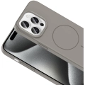Apple iPhone 15 Pro (6.1) ile Uyumlu Kılıf Magsafe Şarj Özellikli Ruby Silikon Kapak - Gri
