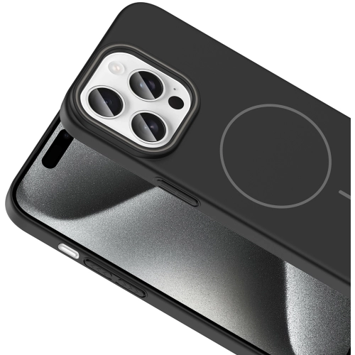 Apple iPhone 15 Pro (6.1) ile Uyumlu Kılıf Magsafe Şarj Özellikli Ruby Silikon Kapak - Desert Titanyum