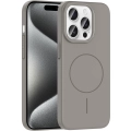 Apple iPhone 15 Pro (6.1) ile Uyumlu Kılıf Magsafe Şarj Özellikli Ruby Silikon Kapak - Gri
