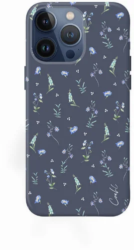 Apple iPhone 15 Pro (6.1) Kılıf Mini Çayır Çiçekleri Desenli Coehl Prairie Kapak - Lacivert