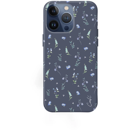 Apple iPhone 15 Pro (6.1) Kılıf Mini Çayır Çiçekleri Desenli Coehl Prairie Kapak - Lacivert