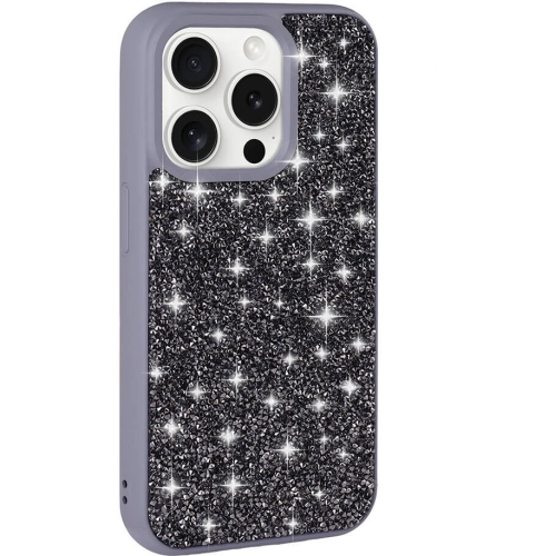 Apple iPhone 15 Pro Kılıf Parlak Taşlı Tasarım Zore Pırlanta Kapak - Gri