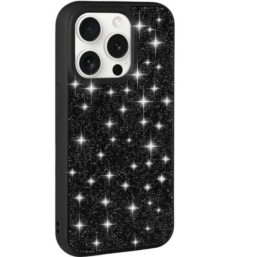 Apple iPhone 15 Pro Kılıf Parlak Taşlı Tasarım Zore Pırlanta Kapak - Siyah