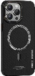 Apple iPhone 15 Pro (6.1) Kılıf Recci Machinist Serisi Magsafe Şarj Özellikli Magnetik Karbon Kapak - Siyah