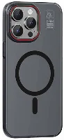 Apple iPhone 15 Pro (6.1) Kılıf Recci Magnetic Glass Serisi Standlı Magsafe Şarj Özellikli Kapak - Siyah