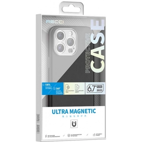 Apple iPhone 15 Pro (6.1) Kılıf Recci Magsafe Şarj Özellikli Kamera Korumalı Explore Serisi Kapak - Gri