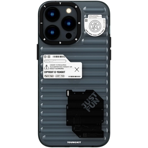 Apple iPhone 15 Pro Kılıf Şeffaf Renkli Tasarım YoungKit Fluorite Serisi Kapak - Siyah