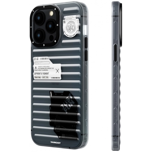 Apple iPhone 15 Pro Kılıf Şeffaf Renkli Tasarım YoungKit Fluorite Serisi Kapak - Siyah