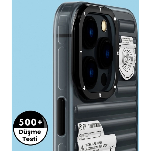 Apple iPhone 15 Pro Kılıf Şeffaf Renkli Tasarım YoungKit Fluorite Serisi Kapak - Siyah