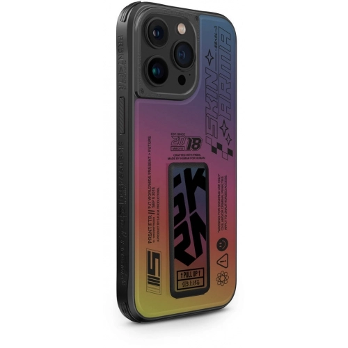 Apple iPhone 15 Pro Kılıf SkinArma Holografik Tasarımlı Standlı Deri Görünümlü Kira Kobai Kapak - Colorful