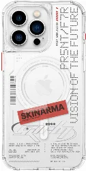 Apple iPhone 15 Pro Kılıf SkinArma Magsafe Şarj Özellikli Yazı Desenli Airbag Tasarımlı Orion Kapak - Şeffaf