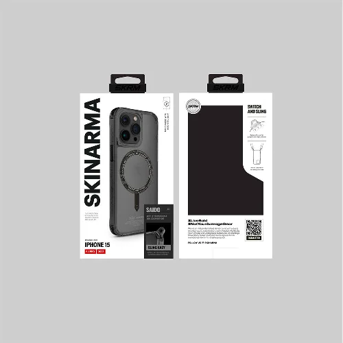 Apple iPhone 15 Pro Kılıf SkinArma Şeffaf Airbag Tasarımlı Magsafe Şarj Özellikli Saido Kapak - Siyah