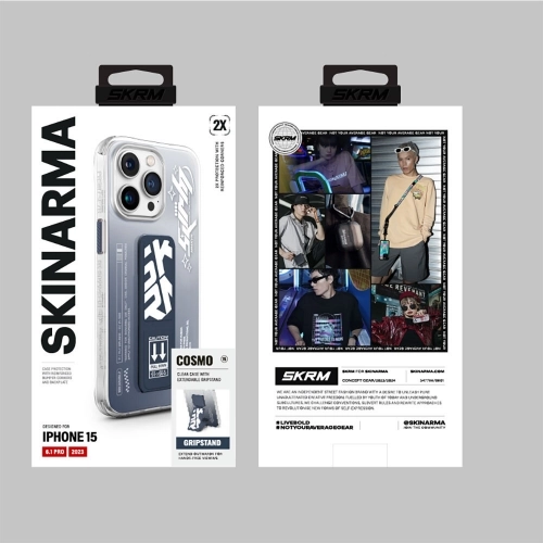 Apple iPhone 15 Pro Kılıf SkinArma Şeffaf Renk Geçişli Airbag Tasarımlı Standlı Cosmo Kapak - Mavi