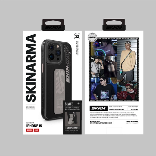 Apple iPhone 15 Pro Kılıf SkinArma Standlı Deri Görünümlü Slate Kapak - Gri