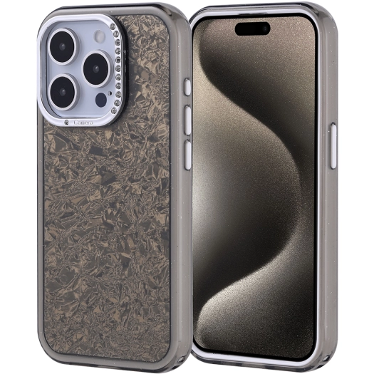 Apple iPhone 15 Pro (6.1) ile Uyumlu Kılıf Buzlu Parıltılı Lüks Kamera Lens Darbeye Dayanıklı Kapi Kapak - Siyah