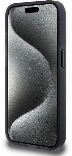 Apple iPhone 15 Pro (6.1) Kılıf TUMI Orjinal Lisanslı Magsafe Şarj Özellikli Buzlanmış Saydam Fırça Kamuflajı Desenli Kapak - Siyah