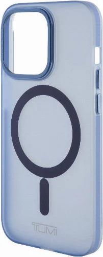 Apple iPhone 15 Pro (6.1) Kılıf TUMI Orjinal Lisanslı Magsafe Şarj Özellikli Buzlu Mat Kapak - Mavi