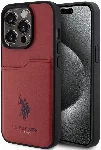 Apple iPhone 15 Pro (6.1) Kılıf U.S. Polo Assn. Orjinal Lisanslı Baskı Logolu PU Kartlıklı Kapak - Kırmızı