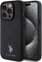 Apple iPhone 15 Pro (6.1) Kılıf U.S. Polo Assn. Orjinal Lisanslı HS Desenli Baskı Logolu Suni Deri Kapak - Siyah