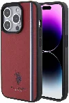 Apple iPhone 15 Pro (6.1) Kılıf U.S. Polo Assn. Orjinal Lisanslı Üç Renk Şerit Tasarımlı Baskı Logolu Kapak - Kırmızı